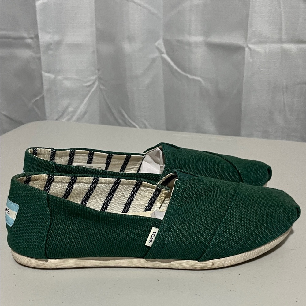 TOMS Green Canvas Slip-Ons - Picture 4 of 5